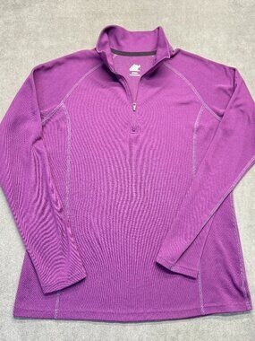 EMS Techwick Quarter Zip Pullover Womens Large Purple Lightweight Athletic Top